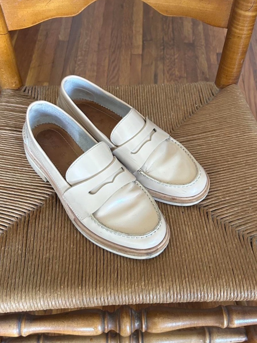 rag & bone Cream Leather Penny Loafers